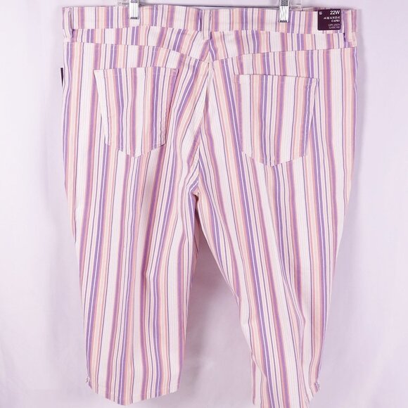 Gloria Vanderbilt Amanda Purple & Pink Striped Capri Jeans Plus Size 22W NWT - Picture 5 of 7